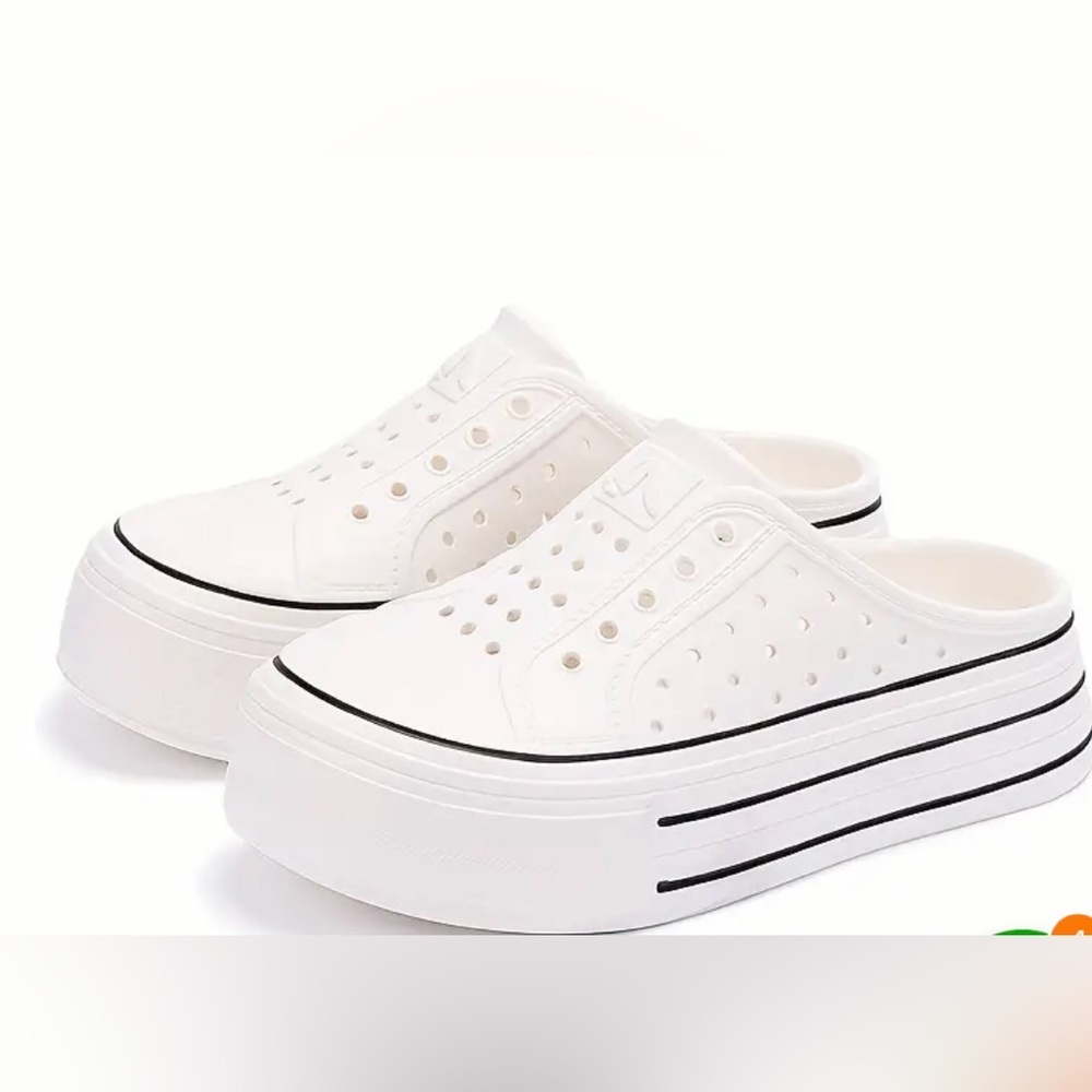 Women's White Platform Slip-On Shoes - Picture 2 of 2